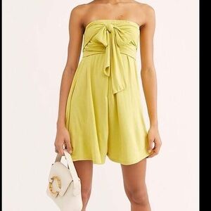 Free People Yellow Strapless Jumpsuit